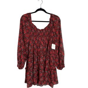 Altar’d State Bloomcore Smocked Tiered Puff Sleeve Babydoll Dress S Cottage